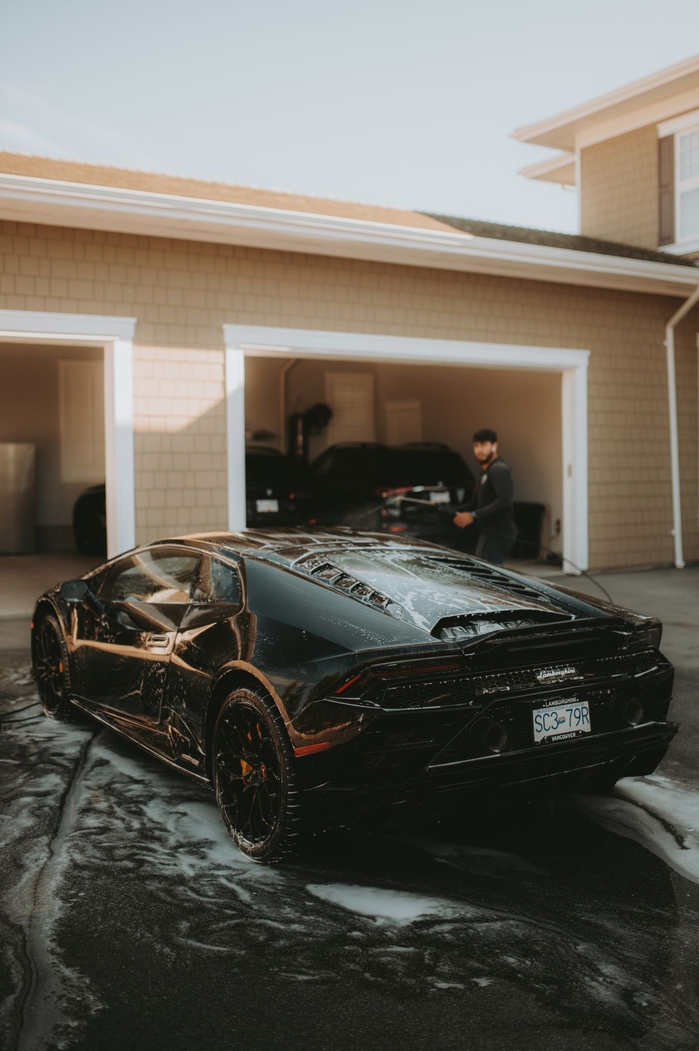 A car being prepared in the workshop